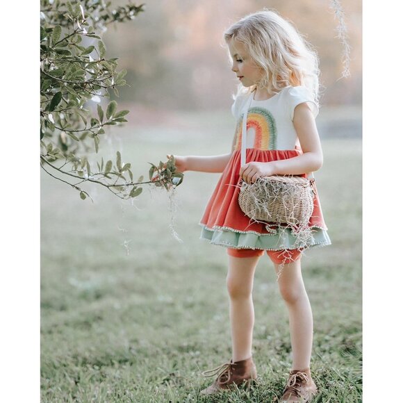 Sz 8 Girl August Apricot Rainbow Lucy dress and shorts set NWT - Picture 5 of 8